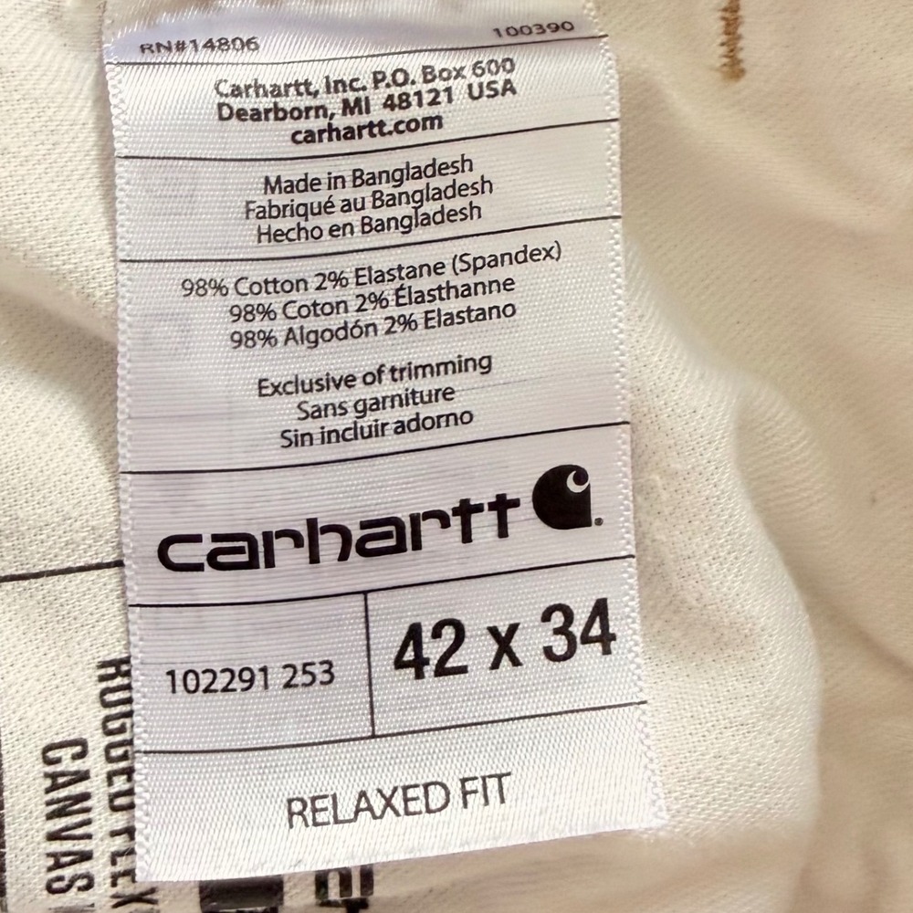 Carhartt Rugged Flex Work Pants Khaki Relaxed Fit 42x34 Canvas - Picture 9 of 11